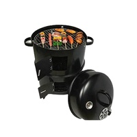 Barbecue rond au charbon de bois, four à fumoir portable 3 en 1 pour bacon, barbecue à double étage, outil de cuisson pour camping et pique-nique