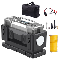 Pompe à air pour voiture, double cylindre, gonfleur de pneus portable 12V 150PSI, éclairage LED, arrêt automatique, surveillance de la pression des pneus préréglée, certifié CE