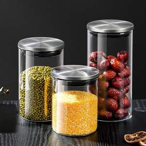 Vente en gros de bocaux hermétiques en verre bocaux de stockage de <span class=keywords><strong>cuisine</strong></span> de qualité alimentaire bocaux en verre avec couvercle en acier inoxydable - Product Image 3
