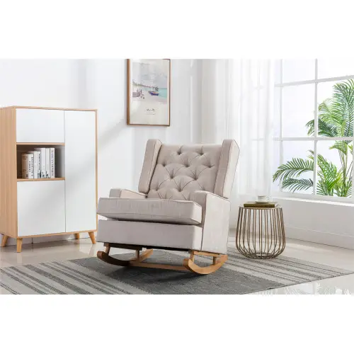 COOLMORE Modern home design leisure chair Wing chair living room wooden single sofa leisure rocking chair