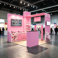 Stand d'exposition pliable personnalisé de 10 pieds ou 20 pieds, impression sur tissu tendu, avec comptoir, cloison et support TV, stand d'exposition sur mesure