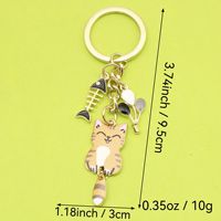 Karikatür Kedi Anahtarlık, 95x30mm, Çantalar ve Hediyeler için Altın Tonlu Metal Balık Kılçığı ve Balon Takıları, 6 Çeşit