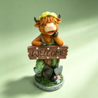 Statue de Vache des Highlands avec Lumières LED pour Jardin, Décoration de Ferme en Résine pour Patio, Cour et Pelouse
