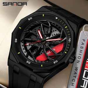 Reloj de Cuarzo Octagonal de Aleación para Hombre Sanda 1163 con 360 °   Reloj de Pulsera Luminoso a Prueba de Agua con Esfera Giratoria, Moderno y Elegante - Product Image 1