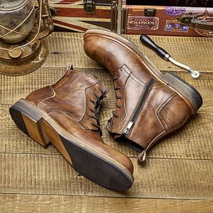 Handmade Men's Genuine Leather Oxfords Ankle <b>Boots</b> Rubber Outsole Anti-Slippery Deodorization Massage Features Office Career All - Product Image 2