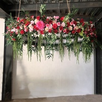 Hortensias de seda Floral al aire libre hoja curva decoración de techo flores colgantes pared Artificial flor techo para boda