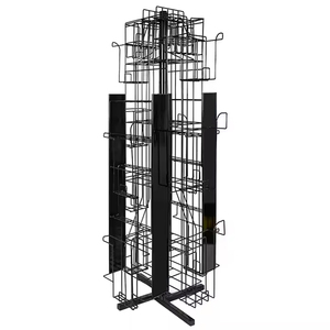 Espositore per Giornali in Metallo Verniciato a Polvere Iron Factory, Espositore Girevole Nero per Brochure, Scaffali in Filo Metallico per Riviste - Product Image 2