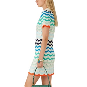 ชุดเดรสโครเชต์สั้นทรงเข้ารูป แขนสั้น ลายไล่สี ดีไซน์ยกสะโพก สไตล์เซ็กซี่ ทันสมัย สำหรับผู้หญิง (ODM) - Product Image 4
