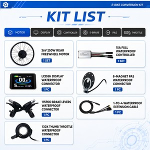 Kit de Conversión de Bicicleta Eléctrica con Motor de Cubo Trasero de 36V 250W, Pantalla LCD8H, Kit de Bicicleta Eléctrica Impermeable para Bicicleta de Montaña de 20 a 29 Pulgadas 700C - Product Image 3
