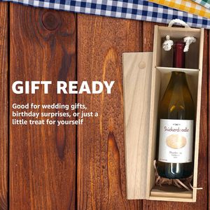 Rượu vang sang trọng hộp gỗ đơn thanh lịch Hộp rượu bằng gỗ với nắp và dây thừng xử lý - Product Image 4