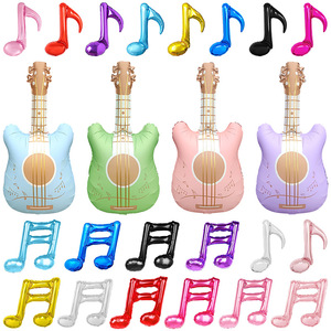 16-punts aluminiumfolieballon met dubbele noot Muzieksymbool Instrumentballon Gitaar met enkele noot Decoratieve ballon - Product Image 1