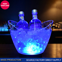 Seau à glace pliable en forme de bateau en acrylique de 2 L avec LED, rechargeable, RGB, 7 couleurs changeantes, refroidisseur à vin lumineux personnalisé