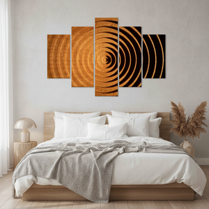 Modern Rectangle Art Deco Panel Wood <b>Plate</b> <b>Wall</b> Art Canvas Print Hanging Set of 5 - Product Image 3