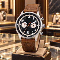 Montre à quartz pour homme VK64 personnalisée en gros, bracelet en acier inoxydable et cuir, mode, étanche, calendrier, chronographe