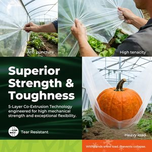 Heavy Duty <b>Greenhouse</b> <b>Plastic</b> Sheeting 6 Mil 8x25 Ft UV Resistant Clear Polyethylene Film For Garden Agriculture - Product Image 6