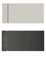 Tapis de bureau magnétique sans fil 2-en-1 personnalisé en cuir et feutre avec compartiment central, grand tapis de souris de bureau