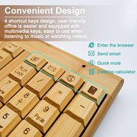2.4Ghz sans fil 108 touches en bois bambou USB bureau clavier PC ordinateur portable claviers