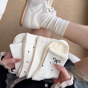 Women Mid Calf Slouch Socks Solid Color Polyester Sweat Absorbing Autumn Casual Style - Product Image 1