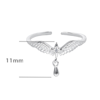 Bijoux fins 925 argent Sterling ange larme aile bague réglable pour les femmes conception symbolique élégante