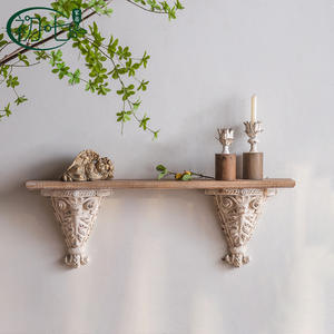 Estante de pared decorativo retro The Seventh Day, de madera maciza tallada, estilo francés rectangular, para exhibición en la sala de estar - Product Image 1