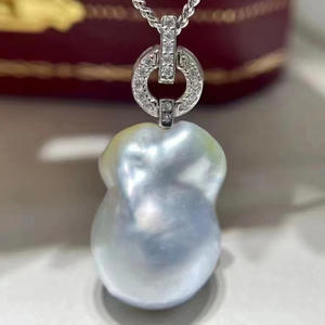 Colgante de Plata S925 con Cuentas Redondas de 9-15 mm, Accesorios de Perlas para Collar de Moda, Base Vacía 30911 para Fabricación de Joyas - Product Image 4