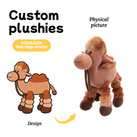 Peluche de chameau personnalisée de haute qualité, design réaliste, douce et rembourrée, idéale pour un cadeau, vente en gros transfrontalière, certifiée CE, jouet en peluche animal