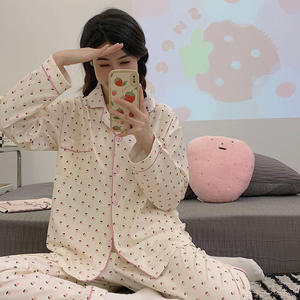 Новинка, милые пижамы на улице, Осенние тонкие брюки с длинными рукавами, кардиган с лацканами, Женская домашняя одежда - Product Image 4