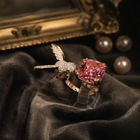 Bijoux fins en Zircon rose, en forme d'oiseau, pour femmes, nouvelle collection, KYRA01608