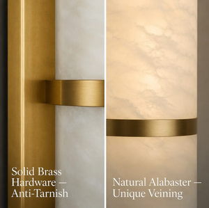 Applique murale en albâtre naturel de qualité supérieure, base et quincaillerie en laiton massif, applique verticale minimaliste pour couloir d'hôtel de luxe - Product Image 4