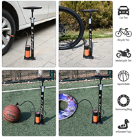Pompe à main portable en acier BAIMEI pour vélos de route avec manomètre 160 PSI, type multi-valve, légère et durable