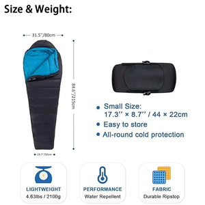 Saco de Dormir Tipo Momia de Poliéster Ecológico con Logotipo Personalizado, para 4 Estaciones, Impermeable, Resistente al Viento, para Clima Frío, para Adultos - Product Image 5