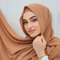 Meilleur ensemble de Hijab en mousseline de soie lourde assorti, Hijab en mousseline de soie de couleur assortie avec capuchon intérieur