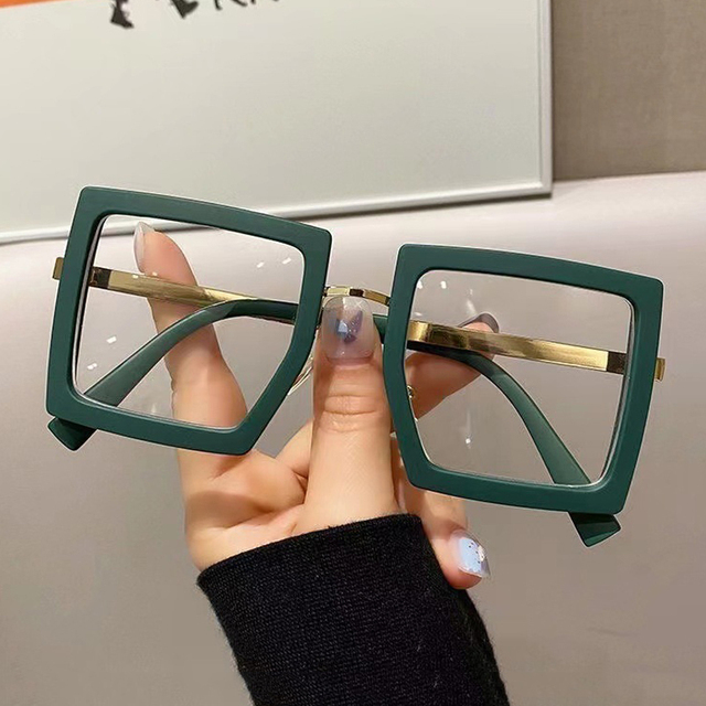 New Design Fashion Wholesale Women Custom Big Oversized Style Square Optical Eyeglasses Frames Clear Glasses Blue Light Blocking