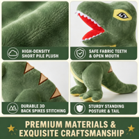Peluche Dinosaure Tyrannosaurus Rex Douce de 55 cm, Coussin T-Rex Rembourré, Prix pour Machine d'Arcade de Centre Commercial, Fournisseur Direct d'Usine