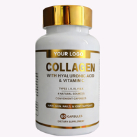 Capsules de collagène avec acide hyaluronique et vitamine C pour soutenir la santé des cheveux, de la peau, des ongles et des articulations, complément alimentaire, 60 capsules