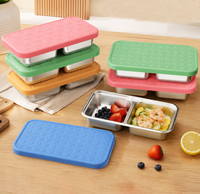 Boîte à lunch Eversoul rectangulaire en acier inoxydable 304 avec compartiments, couvercle en silicone hermétique, boîte à bento pour la conservation des aliments