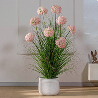 Plante artificielle d'hortensia et d'herbe de roseau en PVC souple pour aménagement paysager, décoration florale de mariage simulée, décoration de salon et de bureau