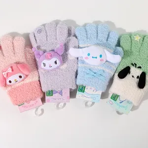 Best Selling Cartoon Cinnamoroll Fleece Play Kids Five Finger Glove Cute Wool Warm Good Gift for Kids