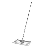 Râteau de nivellement de pelouse 25x75cm avec manche en acier inoxydable pour pelouses, jardins, terrains de golf, fermes et pâturages