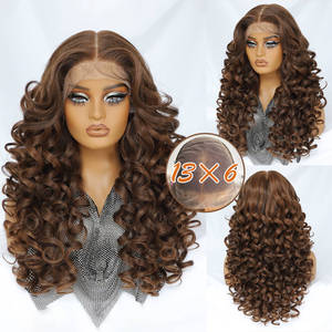 Tóc giả ren nguyên đầu Latisha 13X6 kiểu sóng xoăn tự nhiên cao cấp, chất liệu tổng hợp chịu nhiệt, kiểu xoăn Pháp, hàng mới về - Product Image 6