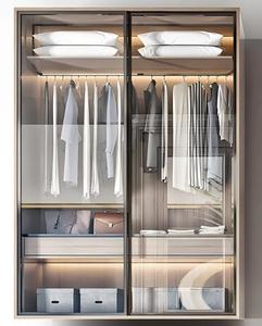 Moderner Kleiderschrank mit Flachen Türen, LED-Beleuchtung und Schubladen – Schlafzimmermöbel aus Holz zur Aufbewahrung von Kleidung - Product Image 5
