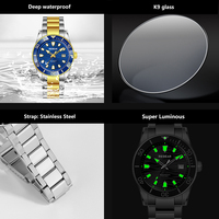 Montre de plongée automatique mécanique pour homme personnalisée 2026, boîtier en acier inoxydable, étanche 20 ATM