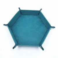 Tablero de Dados Plegable en Forma de Hexágono, de Terciopelo y Cuero, Portátil, para Juegos de Mesa RPG, DND, TRPG