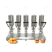 Machine à remplir de crème de 5L*5, machine à remplir de pâte pour éclairs, machine à remplir de pâte pour croissants, distributeur de pâte à beignets de 25L