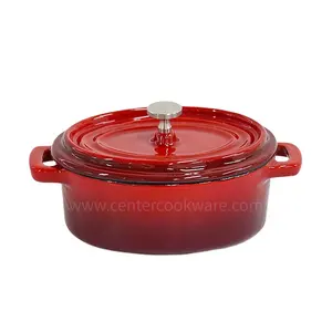 Oval Enamel Cast Iron Casserole with Smooth white interior