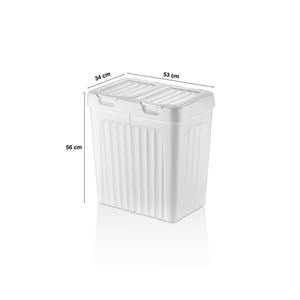 Panier à linge à 2 compartiments, 80L, organisateur de vêtements en plastique, type rectangulaire sur pied pour buanderie, blanc gris - Product Image 1