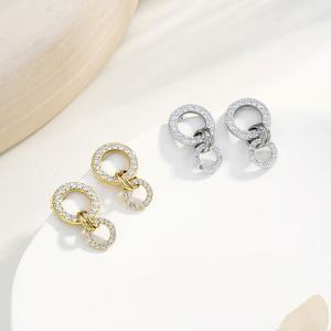 Boucles d'oreilles pendantes en acier inoxydable plaqué or/argent, tendance et très vendues, pour femme, idéales pour mariage et soirée romantique - Product Image 4