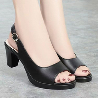 Y 35-41 Nouvelles Sandales à Talons Hauts Épais, Plateforme Imperméable, Bout Ouvert, Grandes Tailles pour Femmes