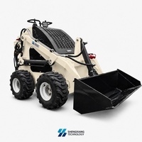 Mini-chargeuse compacte diesel sur chenilles avec godet de 0,1 m³ et force de rupture de 3,5 KN pour usage agricole, serres et vergers