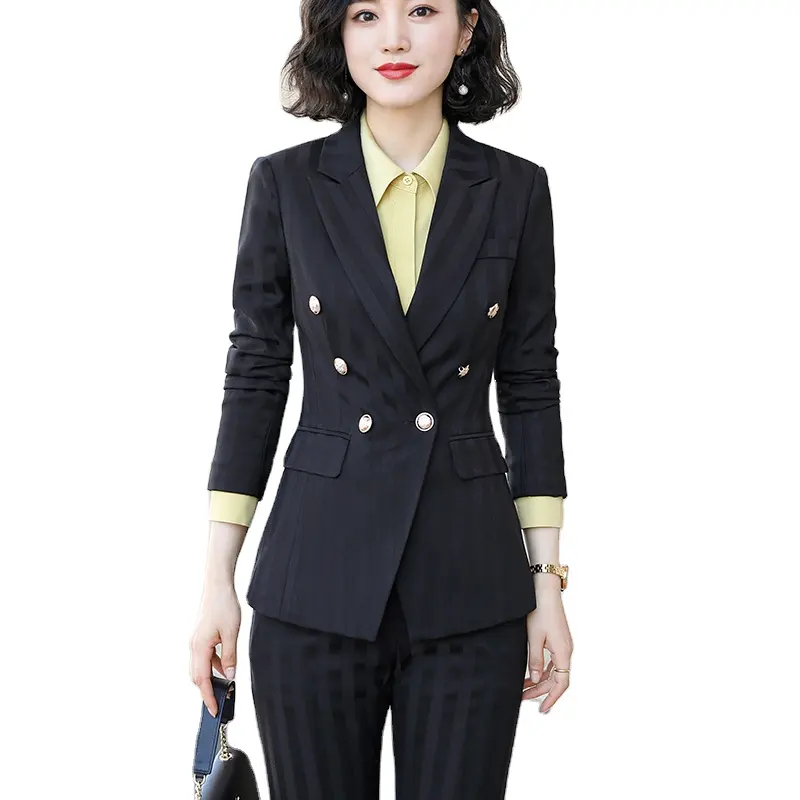 High Quality Formal Lady 2 Piece Women Jacket and Ankle Length Trouser Business Suit